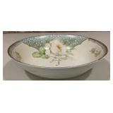 Antique Germany Porcelain White Rose Serving Bowl