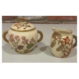 Antique English Porcelain Covered Sugar Bowl &