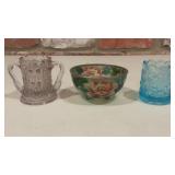 Mixed Vintage Glass Lot with Pink Double-Handled