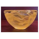 Kosta Boda Sweden Amber Yellow Candle Art Glass