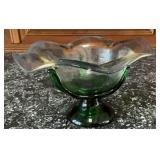 Vintage Hand Blown Art Glass Pedestal Bowl Clear