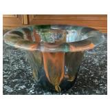 Hand Blown Studio Art Glass Handkerchief Vase