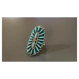 Navajo CJ Sterling Silver Turquoise Cluster