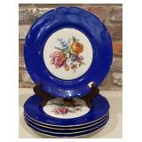 5 Vintage Victoria Czechoslovakia Cobalt Blue