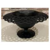 Vintage Black Amethyst Glass Pedestal Compote