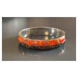 Mexico TR-119 950 Silver Fire Opal Inlay Hinged