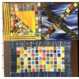3 Contemporary Art Glass Mosaic Wall Sculptures,