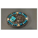 Vintage Navajo Sterling Silver Turquoise Belt
