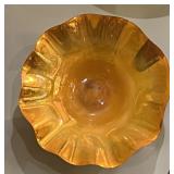 Large 18.5inch Orange Gold Art Glass Centerpiece