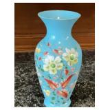 Hand-Painted Bristol Opaline Glass Baluster Vase