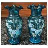 Vintage Hand Blown Turquoise Blue Art Glass