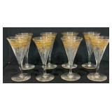 8 Vintage Gold Encrusted Crystal Cordial Wine