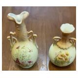 Hand Painted Floral Porcelain Double Handle V