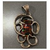 950 Sterling Silver Black Fire Opal Mosaic