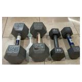 4 Cast Iron Hex Dumbbells  Pair of 25 LB