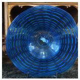 19.5 In Blue Aurora Art Glass Wall Platter,