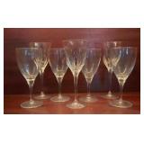 7 Vintage Cut Crystal Stemware Wine Goblets Petal