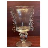 UV REACTIVE Vintage Clear Glass Footed Vase