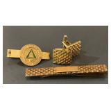 Vintage 12K Gold Filled Cufflinks & Tie Bar Set,