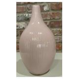 Vintage Blush Pink Ribbed Ceramic Vase, Large