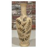 Vintage Cream Opaline Glass Vase with Raised Gold