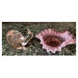 Vintage Murano Style Pink Blown Glass Snail