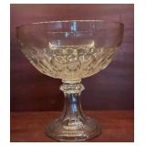 UV REACTIVE Vintage Clear Pressed Glass Pedestal