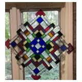 Geometric Multicolor Leaded Stained Glass Hanging