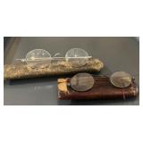 2 Antique Wire Rim Eyeglasses Spectacles