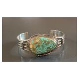 P. Nelson Sterling Silver Large Turquoise Cuff