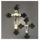 2 Antique French Mother of Pearl Crucifix Pendant