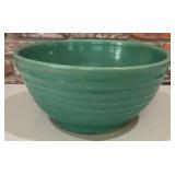 Vintage Turquoise Glazed Ribbed Pottery Mixing