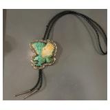 Vintage Sterling Silver Carved Turquoise Eagle