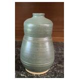 Signed Studio Art Pottery Green Glazed Ceramic