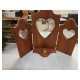 Vintage Wood Tri-Fold Vanity Mirror