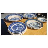 10 PC Mixed Blue Willow Dishes Haddon Hall & More