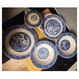 5pc Wedgwood Blue Willow Serving Platters Bowls