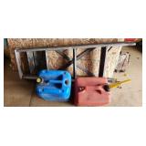 2 Gas Cans & Wooden Ladder