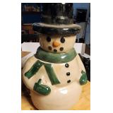 Vintage Brush Pottery Snowman Cookie Jar w Lid