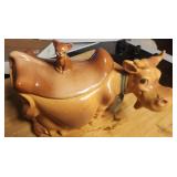 Brush McCoy USA Cow Cookie Jar w Cat W10 Pottery