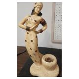 VTG  Art Deco Lady Chalkware 21' Table Lamp