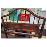 Two VTG Full Size Head Boards Wood & Brass