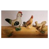 5 VTG Farm Chicken Rooster Chick Figurine Lot