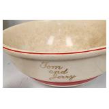 Tom and Jerry Punch Bowl w 3 Mugs Vintage USA