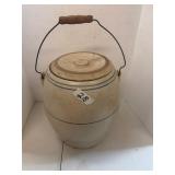 Antique Stoneware Crock Blue Band Primitive