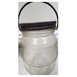 Vintage Glass Bail Handle Storage Jar w Metal Lid