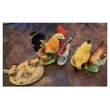 VTG lot of 5 Ceramic Chickens 1 Set is S&P