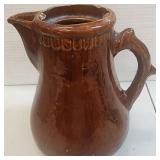 Antique Stoneware Brown Pitcher