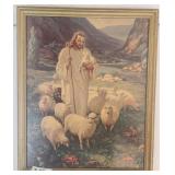 1940s Good Shepherd Jesus Sheep Framed Print