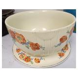 Hall China Floral Mixing Bowl w Underplate USA